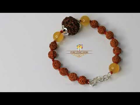 5 Mukhi Rudraksha Bracelet Guru Kawach in Silver video