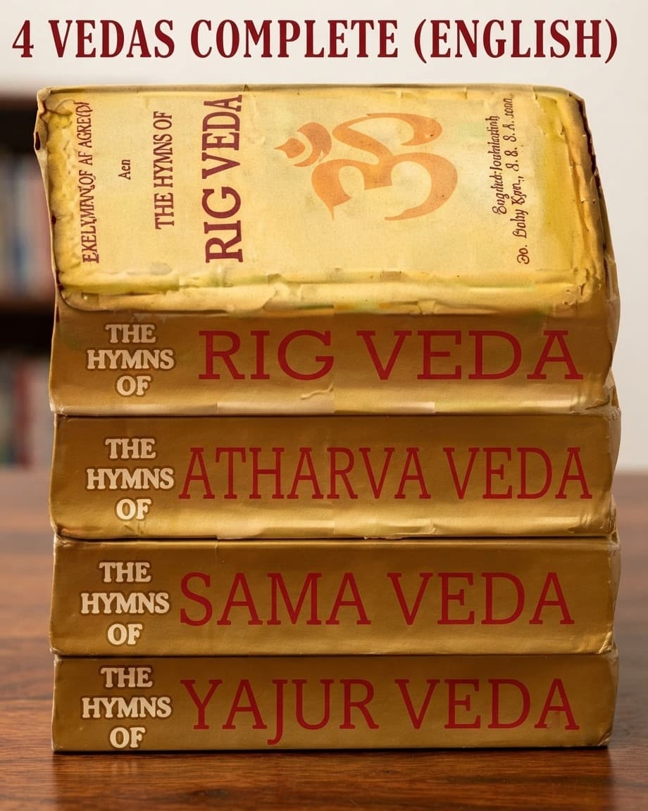 Stack of the four Vedas — Rig, Yajur, Sama and Atharva